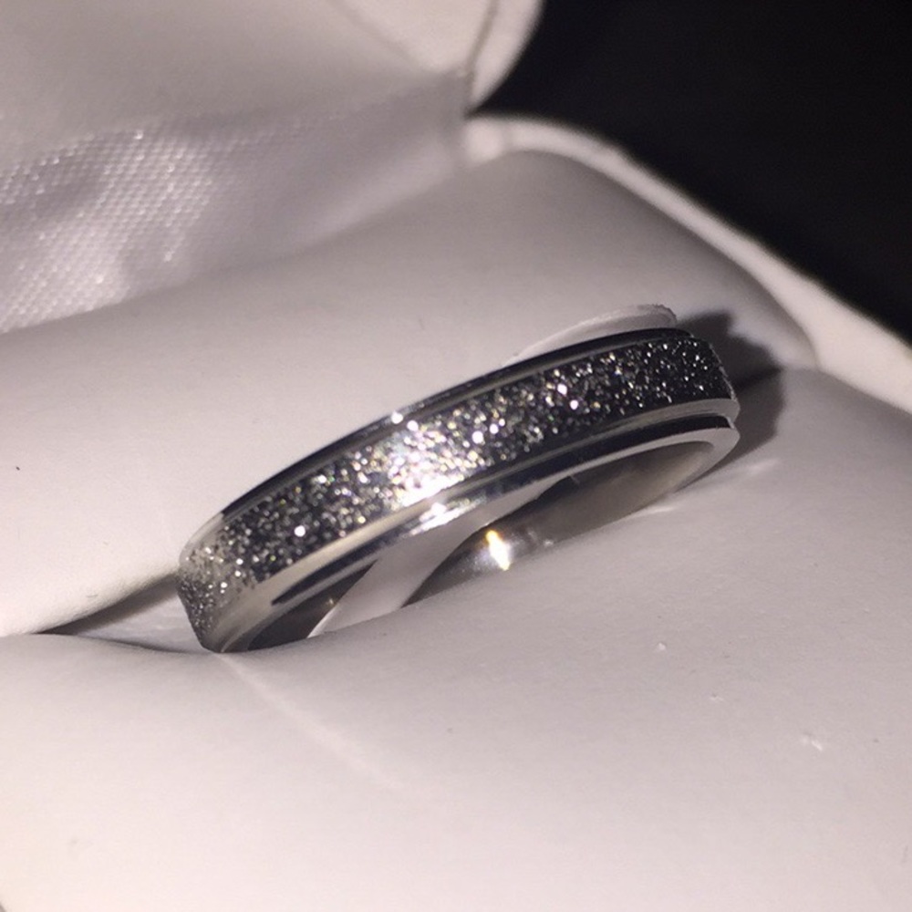 Frosted Stainless Steel Band Ring